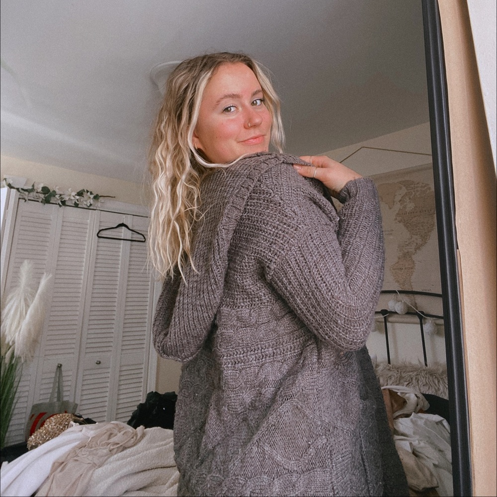 Hooded Gray Cardigan